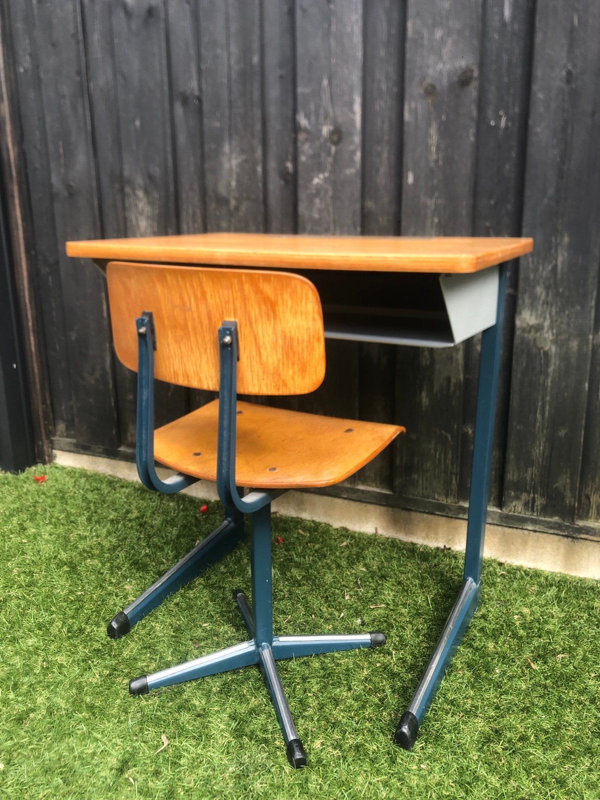 Vintage schoolbankje met stoel - jaren '60, Ophalen of Verzenden