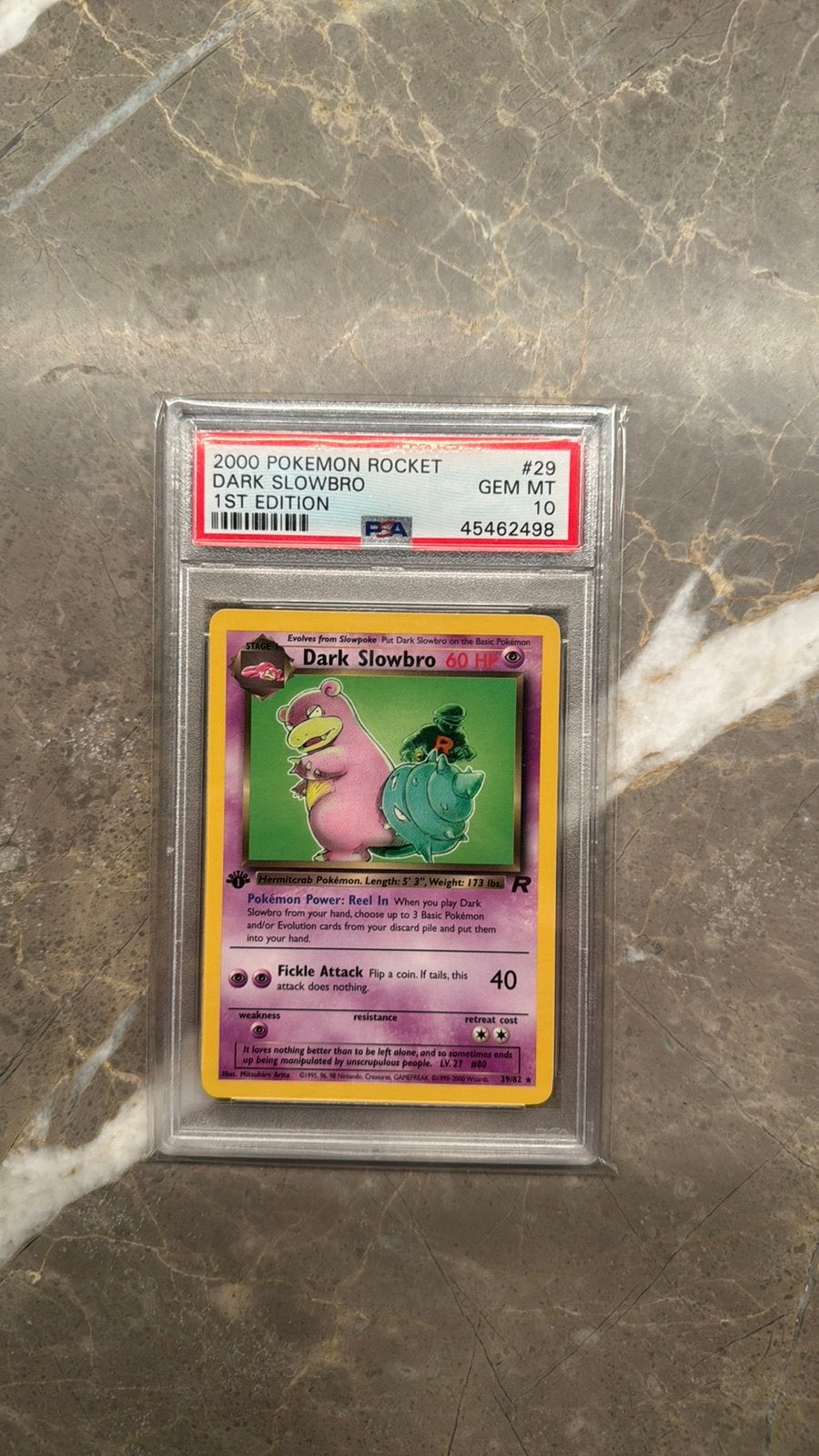 Pokemon Rocket Dark Slowbro 1st edition PSA 10, Ophalen of Verzenden, Zo goed als nieuw