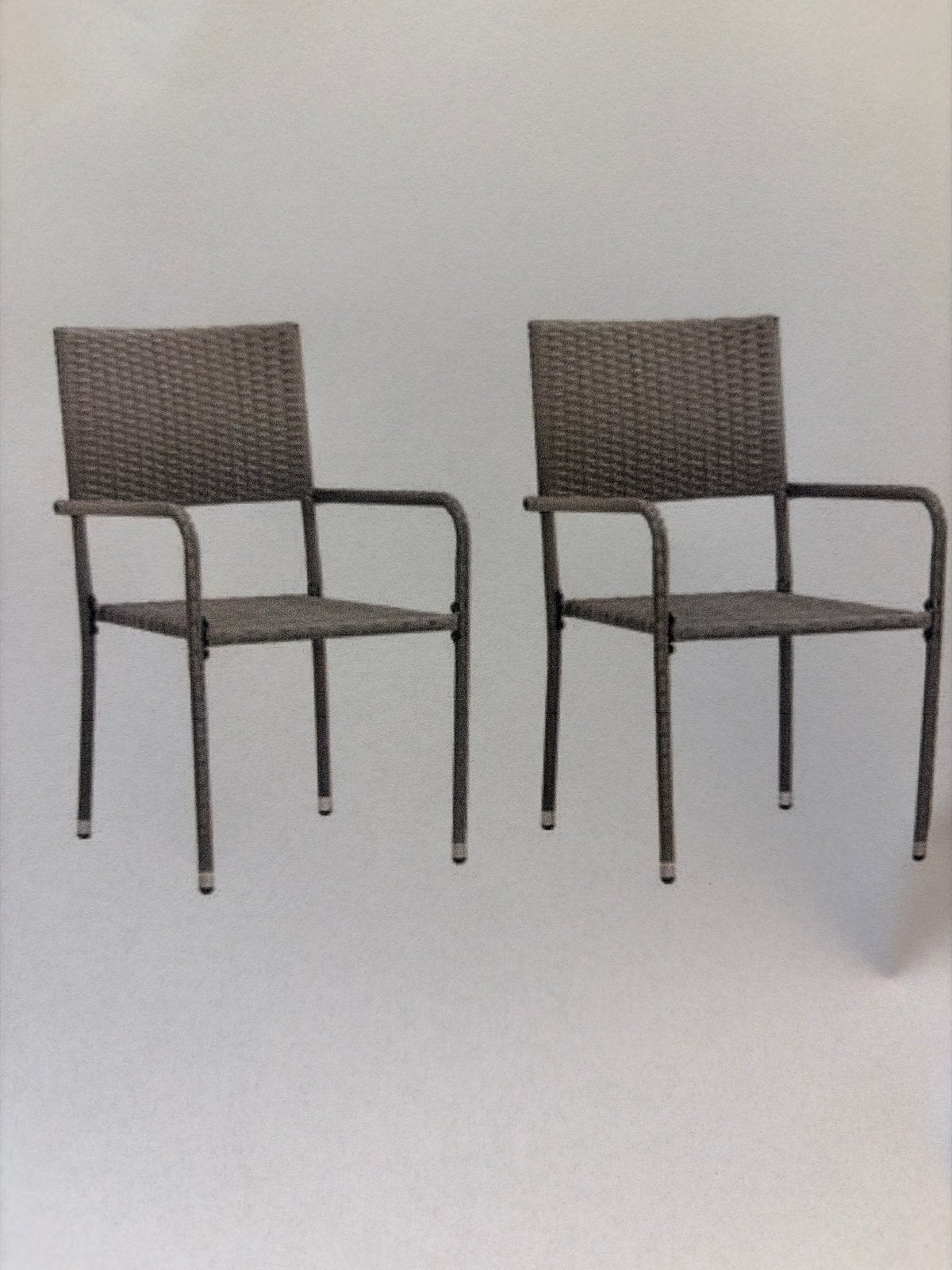 10x 2 Stapelbare Tuinstoelen Grijs Poly-Rattan Nieuw in Doos, Ophalen, Nieuw, Wicker, Stapelbaar