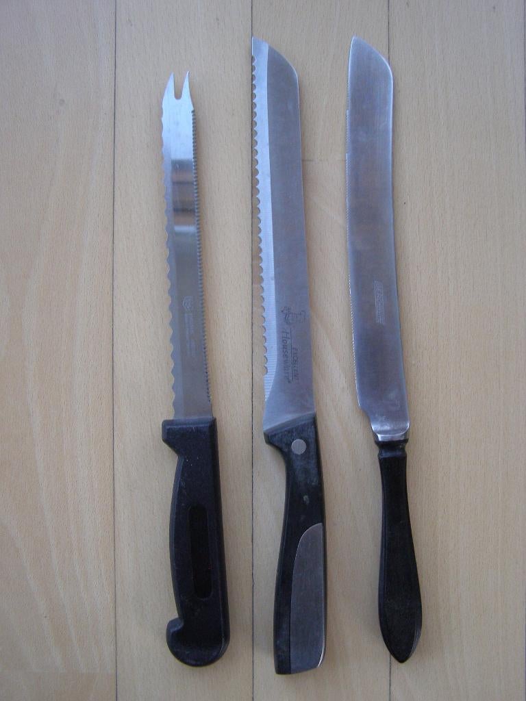 3x Keukenmes / broodmes / gekarteld mes, Overige typen, Ophalen of Verzenden, Gebruikt