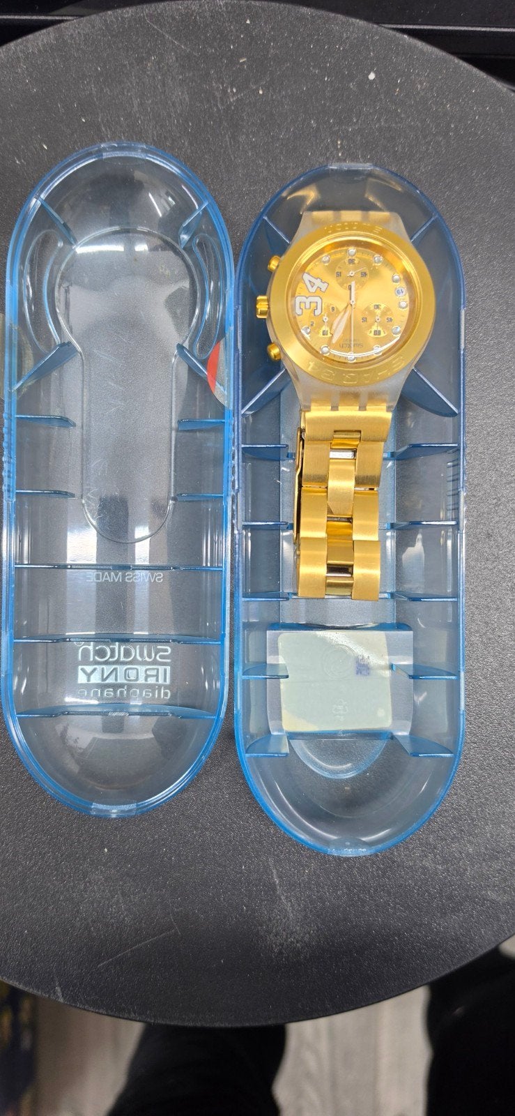 Gouden Swatch Irony Diaphane Polshorloge, Sieraden, Tassen en Uiterlijk, Polshorloge, Swatch, Ophalen of Verzenden, Zo goed als nieuw