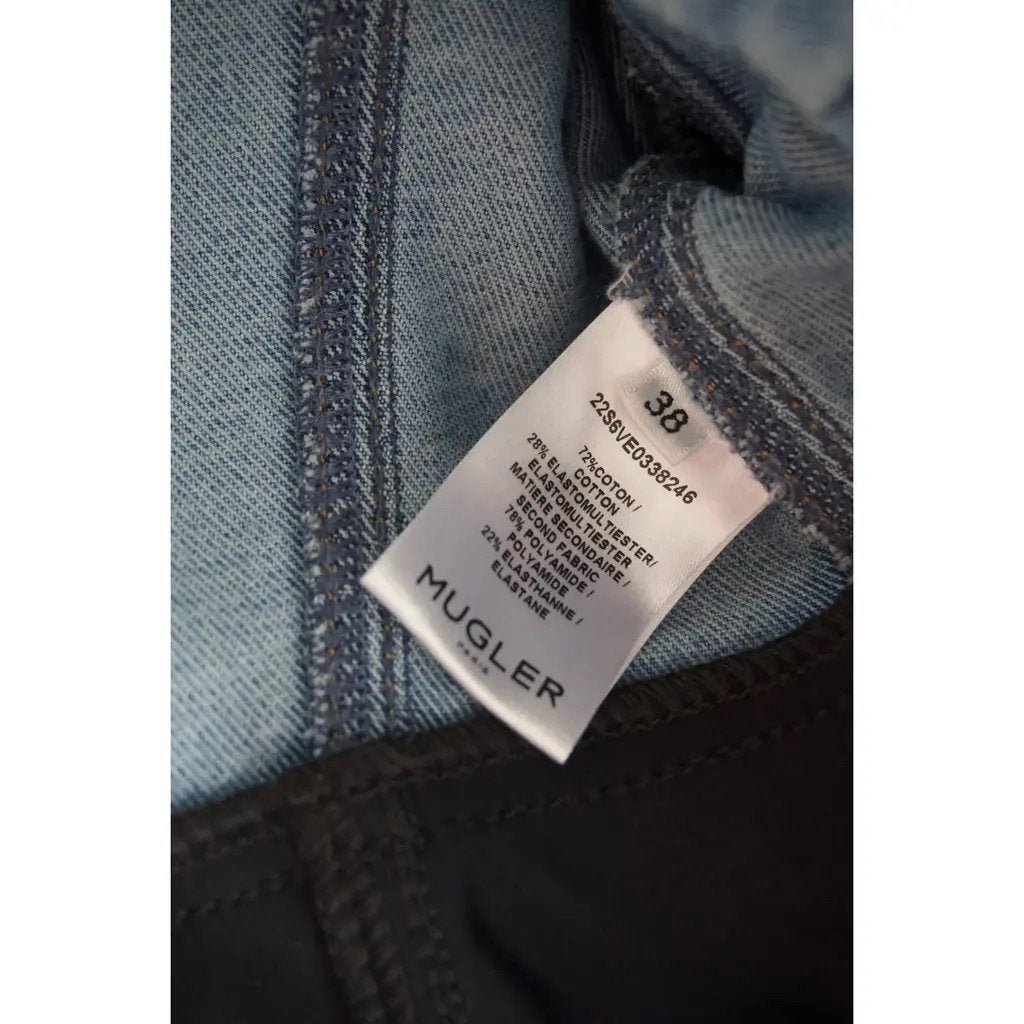 Mugler Denim Corset Jacket - Maat 38, Ophalen of Verzenden, Zo goed als nieuw, Maat 38/40 (M), Blauw