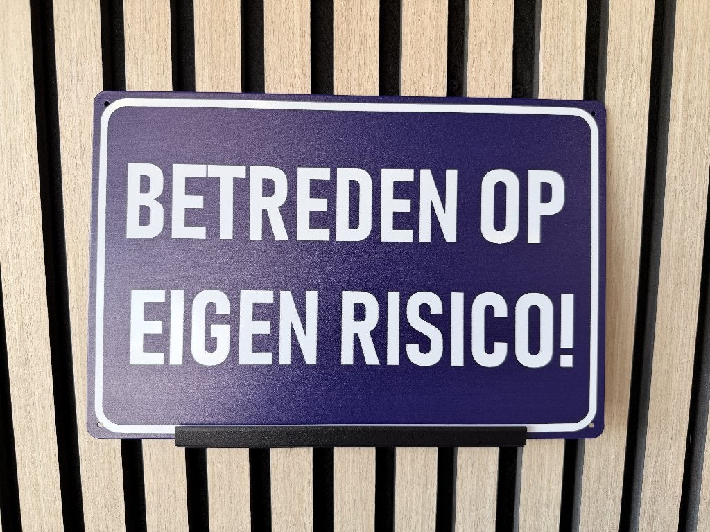 Betreden op eigen risico metalen waarschuwings bord, Www.pand50.nl, Nieuw, Ophalen of Verzenden, Printer 29B Coevorden