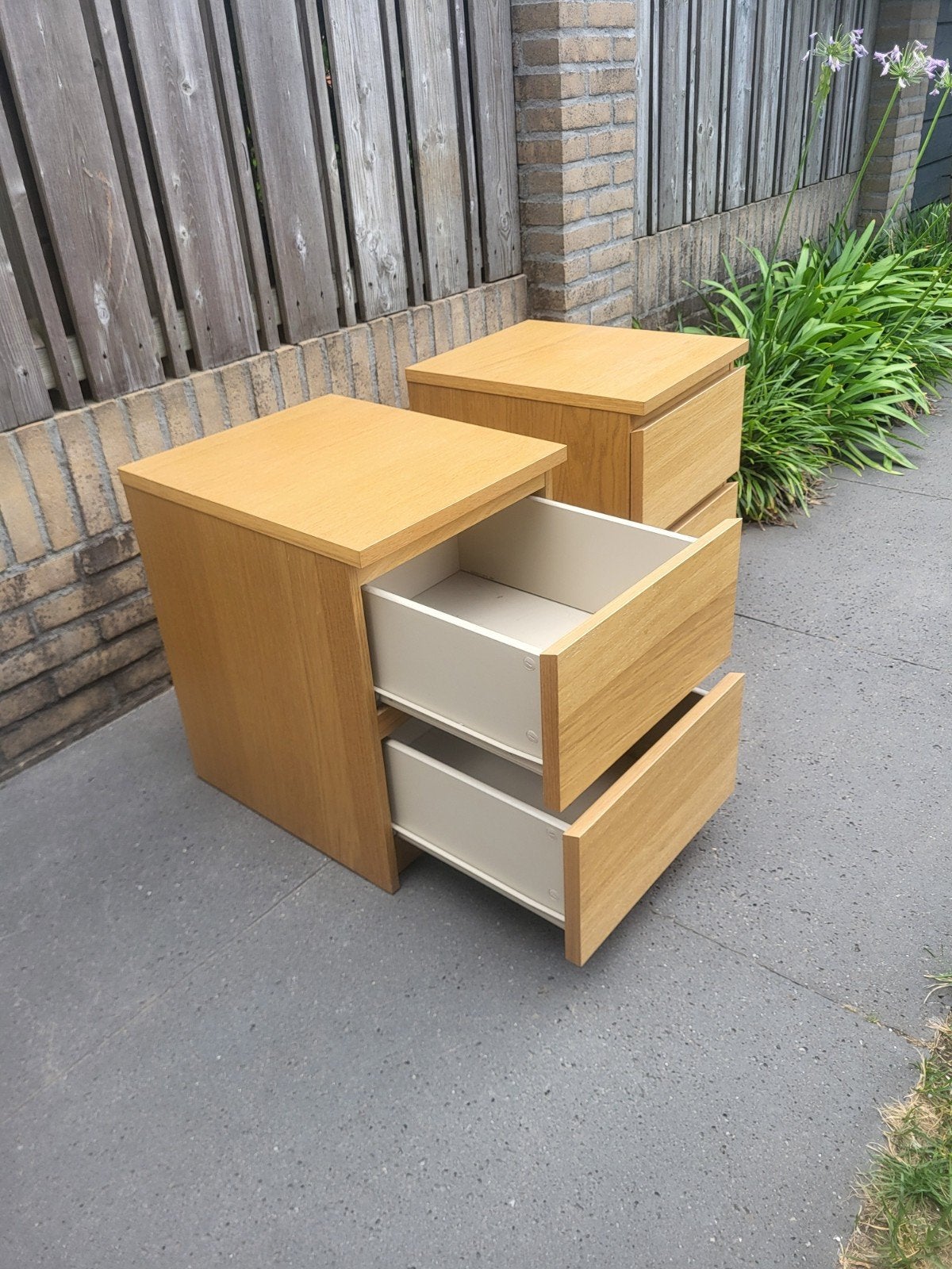 Nachtkastjes met 2 lades - Hout, Gebruikt, Minder dan 45 cm, Hout, 55 tot 70 cm