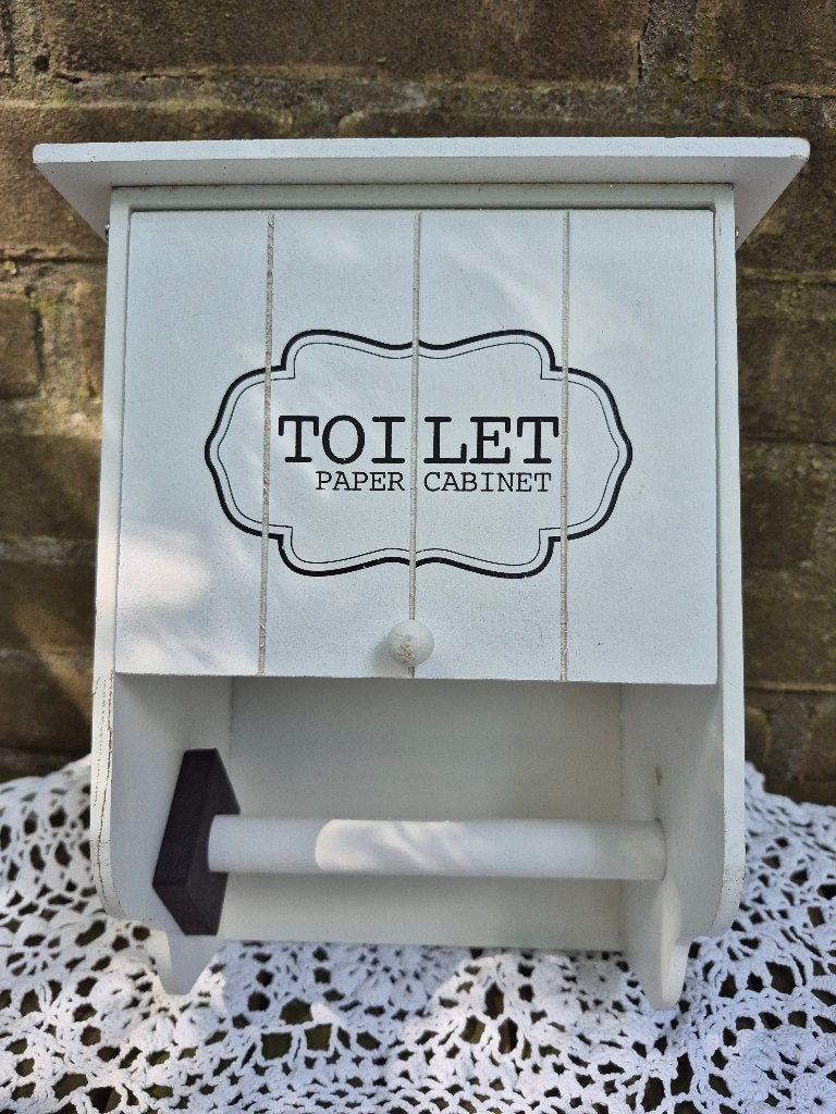 toiletrolhouder met opbergvak (Gereserveerd), Ophalen of Verzenden, Gebruikt, Wit, Toilet-accessoire