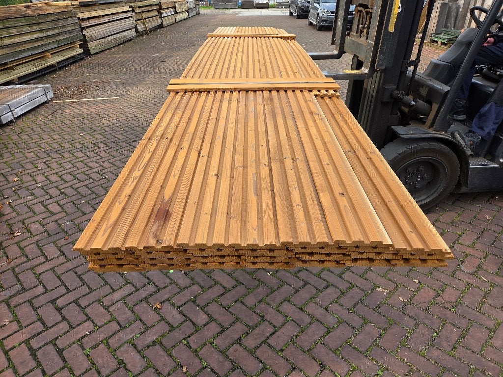15.5 m2 Thermowood Triple Rhombusprofiel  - nr: TP171, Tuin en Terras, Ophalen, Nieuw, 250 cm of meer, Planken