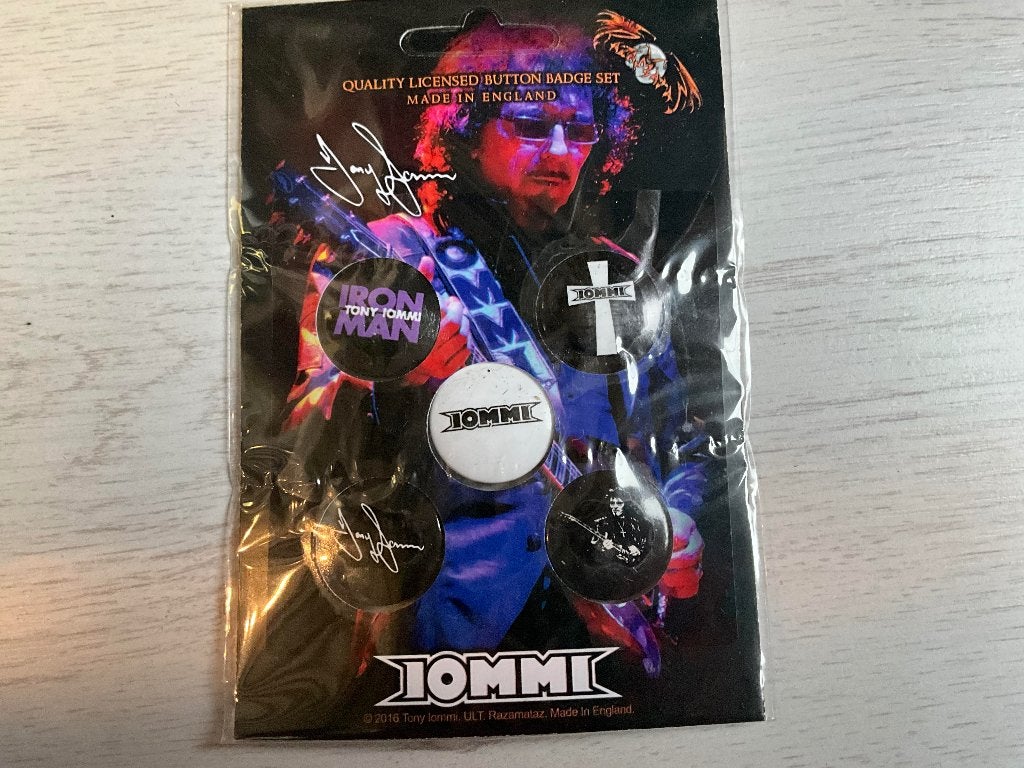 Mix buttonset van Tony Lommi (Black Sabbath) 5 stuks nieuw, Mix buttonset van Tony Lommi (Black Sabbath) 5 stuks nieuw, Nieuw