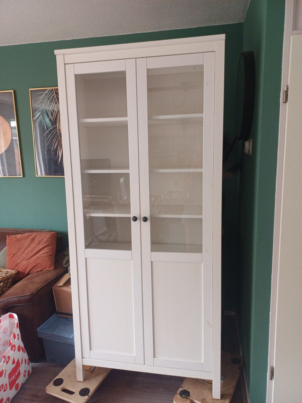 IKEA Hemnes Vitrinekast / Boekenkast - Wit, Huis en Inrichting, Glas, 150 tot 200 cm, 25 tot 50 cm, Gebruikt