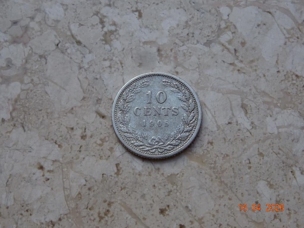 10 cent 1905, Postzegels en Munten, Munten | Nederland, Verzenden, Zilver, 10 cent, Koningin Wilhelmina