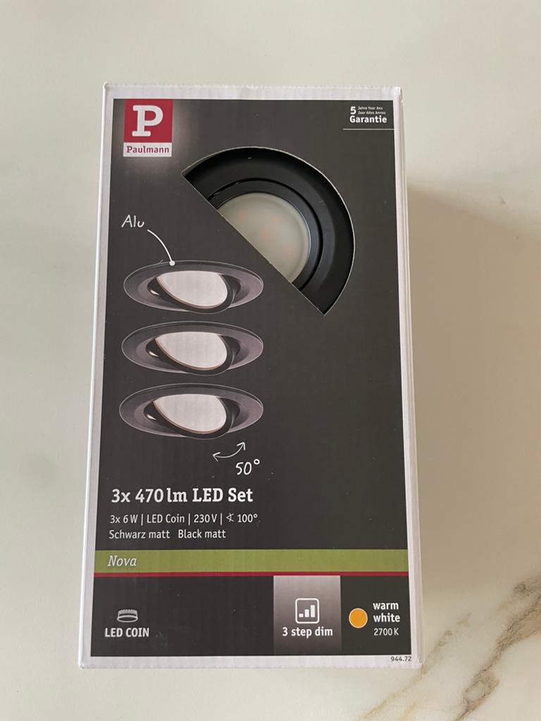 Paulmann inbouwspot LED Nova Coin rond kantelbaar zwart, Ophalen, Metaal of Aluminium, Nieuw, Nova