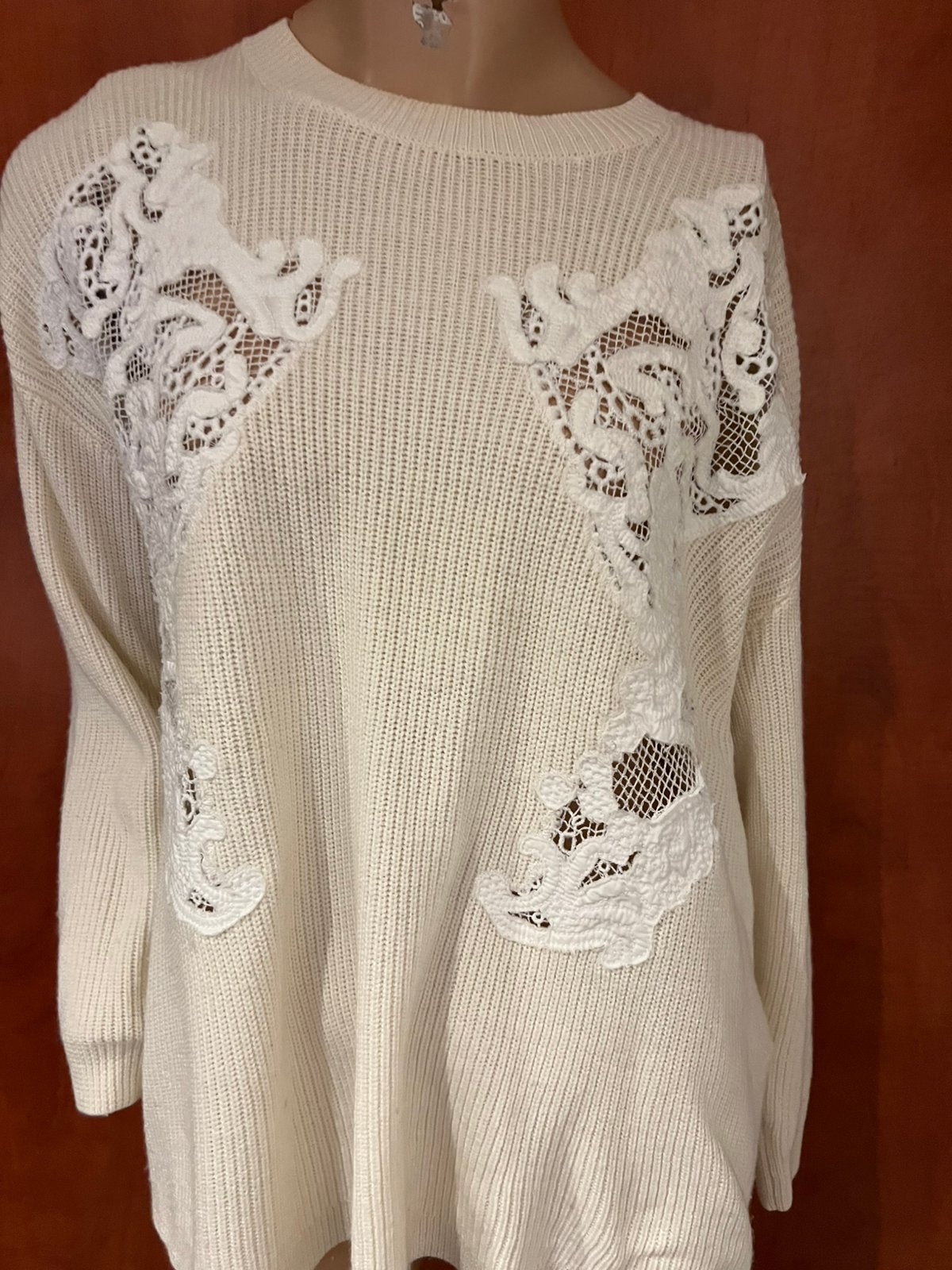 SANDRO trui met kant maat L origineel zgan, Beige, Sandro, T, Ophalen of Verzenden