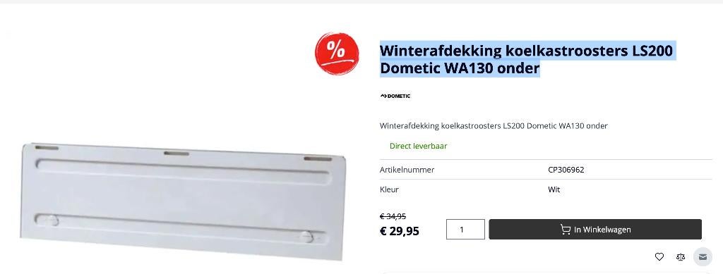 Winter afdek roosters camper/caravan, Ophalen of Verzenden, Nieuw