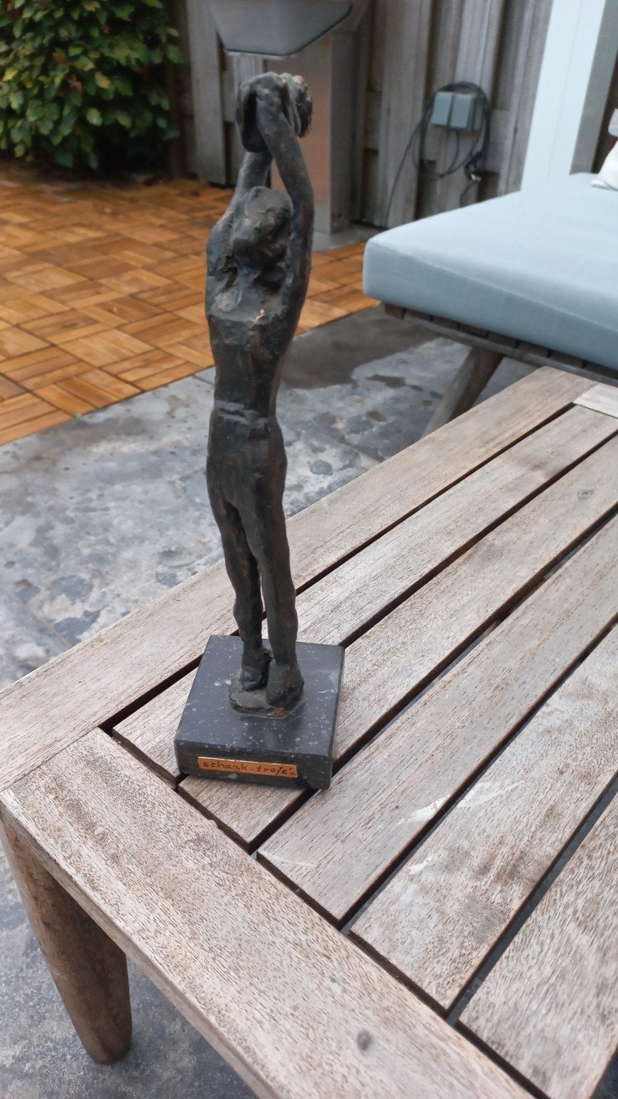 Bronzen beeldje, schaken, schaaktrofee, 25cm, Ophalen of Verzenden