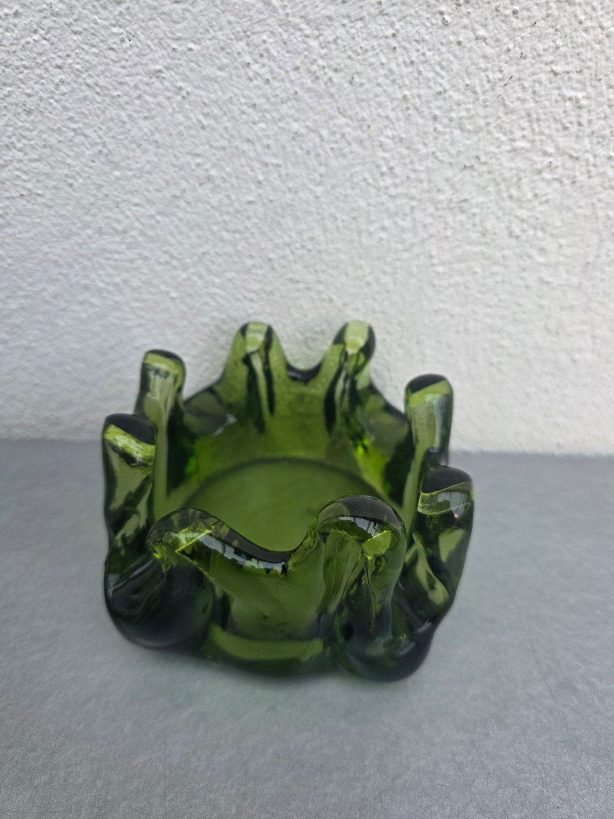 Vintage Groen Glazen Asbak - Jaren '60/'70 Design, Ophalen of Verzenden