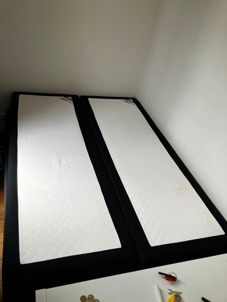 Boxspring donderdag 4 juni gratis ophalen, Ophalen, Gebruikt, Eenpersoons, 140 cm