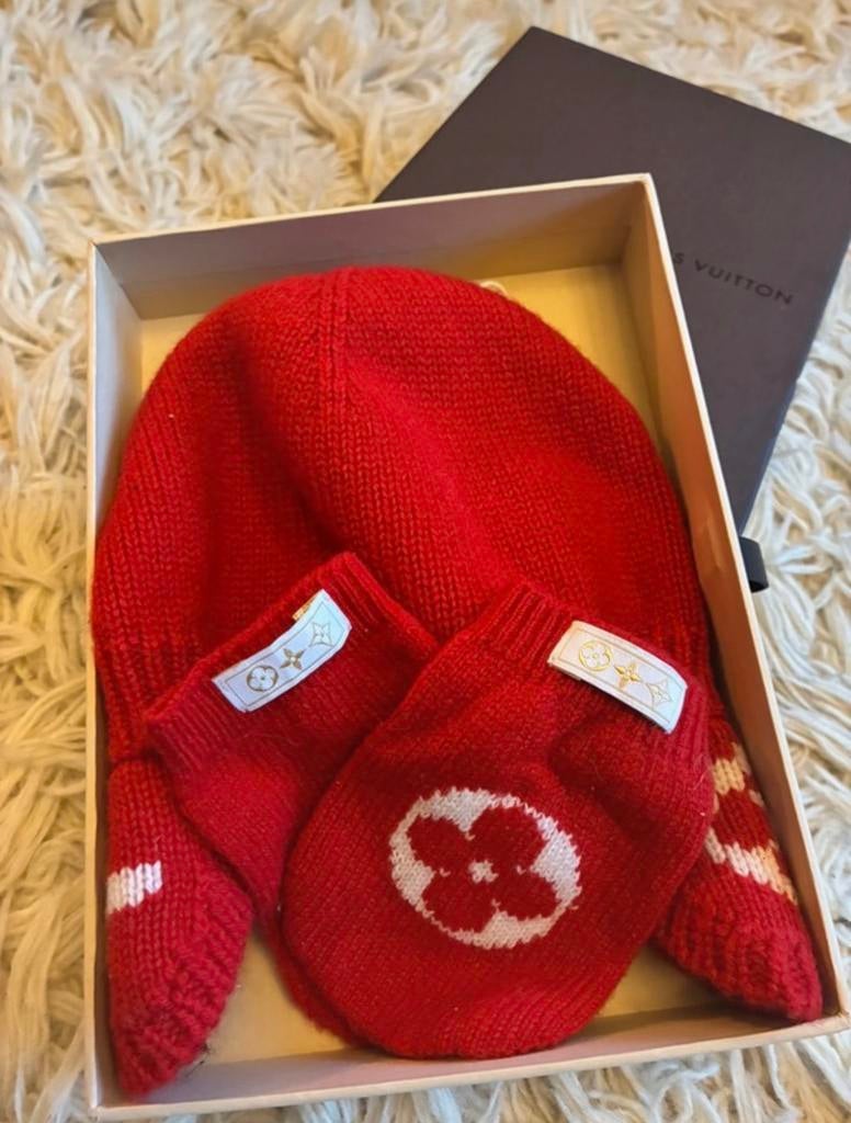 Nieuwe Louis Vuitton muts en handschoenen set 0-6 mnd, Maat 62, Nieuw, Ophalen of Verzenden, Jongetje of Meisje