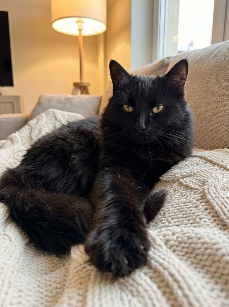 Lieve fluffy zwarte poes 2jr gester/ingeënt/gechipt, Dieren en Toebehoren, Katten en Kittens | Overige Katten, Poes, Langharig