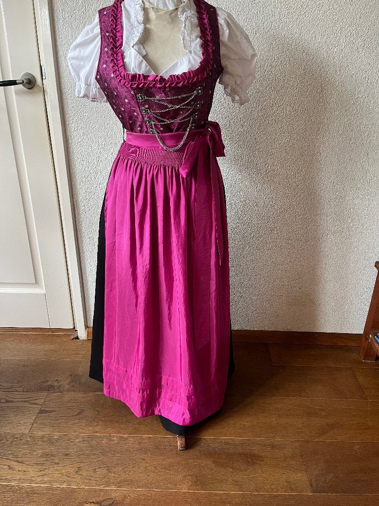 Lange dirndl met schort en blouse maat 40 nr 44, Maat 38/40 (M), Lekra, Ophalen of Verzenden, Kleding