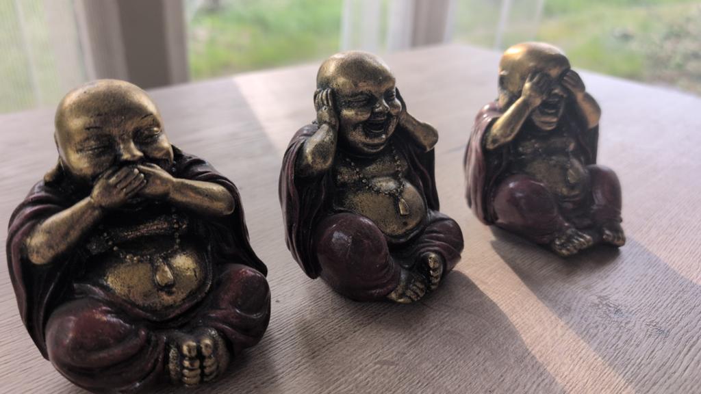 Set van 3 Boeddha beeldjes: Horen, Zien, Zwijgen, Ophalen of Verzenden