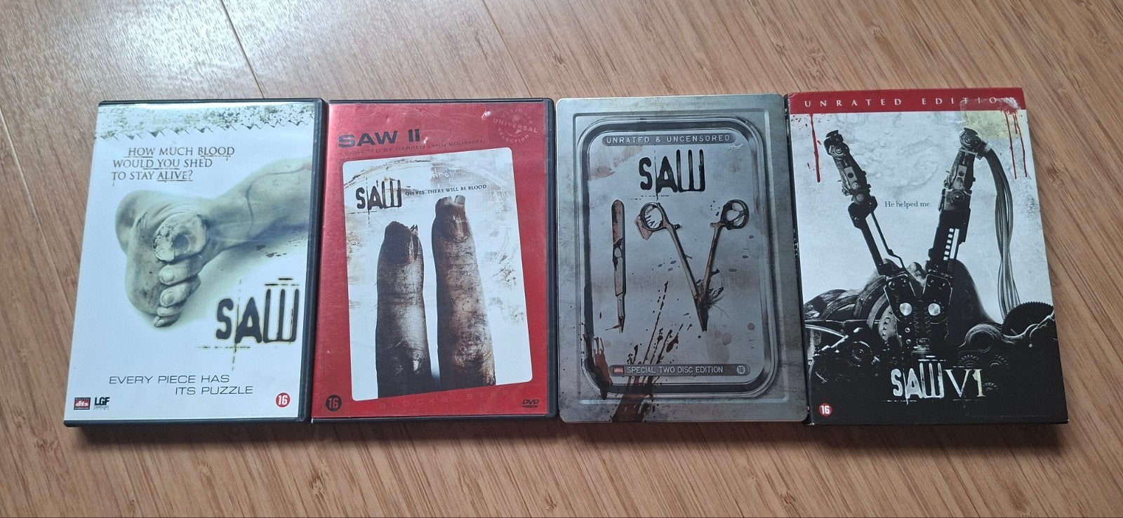 Saw 1,2,4 en 6 (DVD), Horror, Vanaf 16 jaar, Nederlands, Ophalen of Verzenden