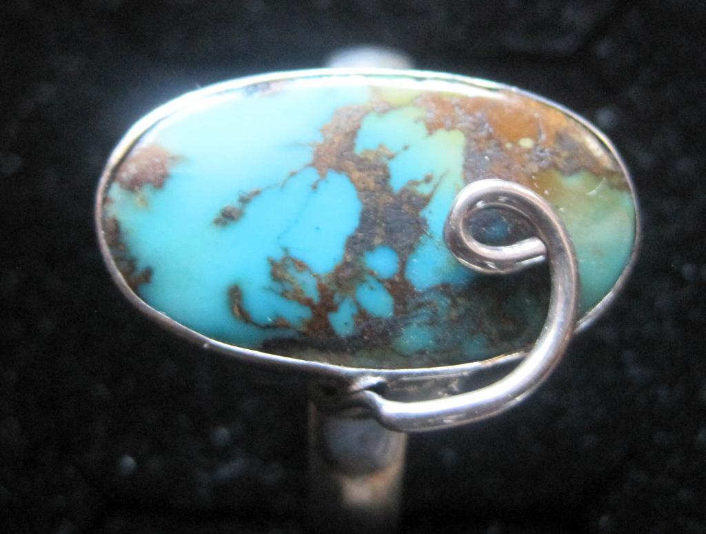 %100 Perzisch turkoois design zilver ring, Ophalen, 18 tot 19, Blauw, Zo goed als nieuw