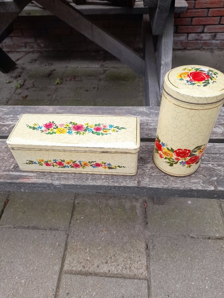 Verkade blikken met bloemetjes, Ophalen of Verzenden, Gebruikt, Overige, Verkade