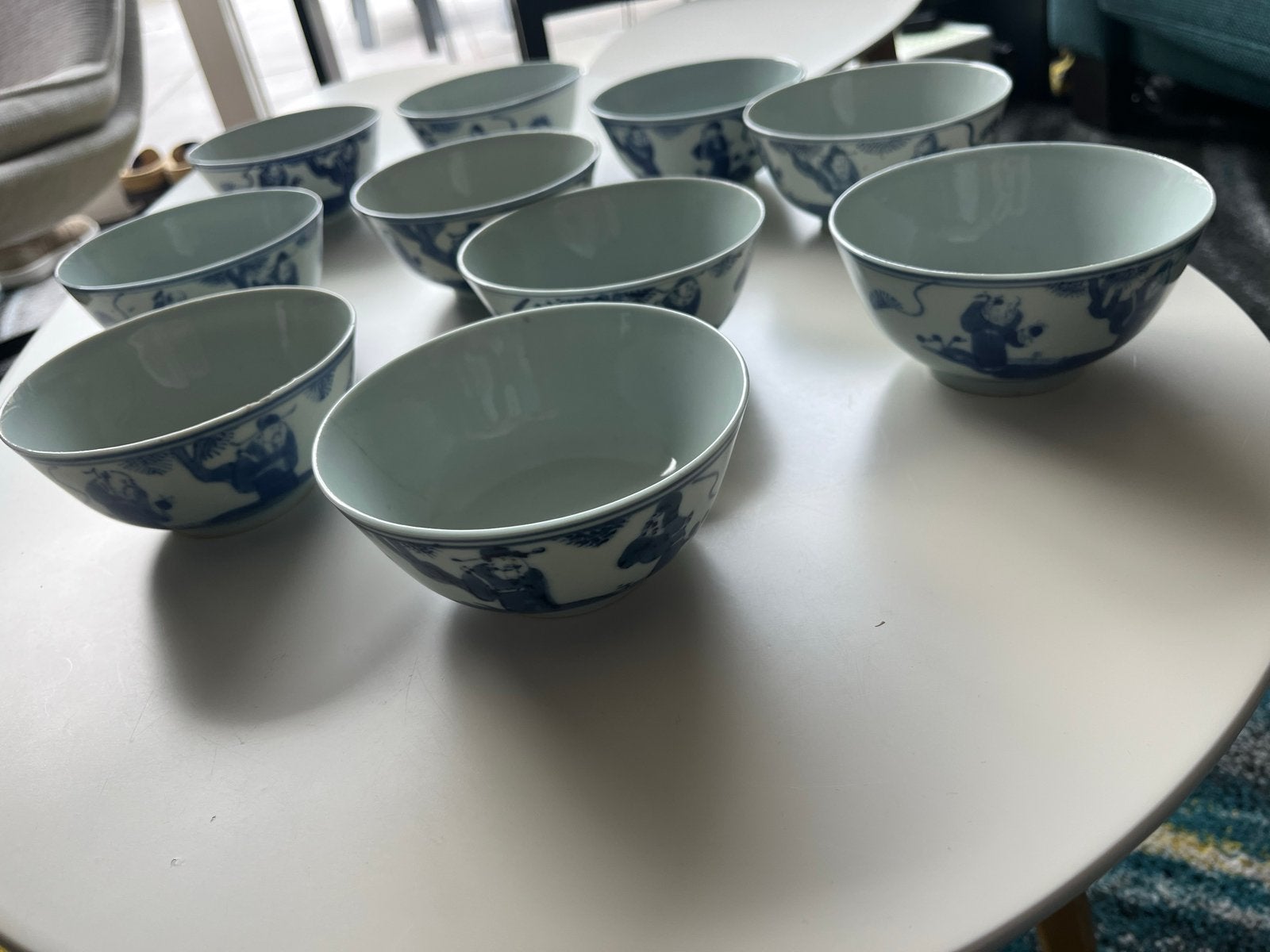 Set van 10 Antieke Chinese Porseleinen Kommen, Ophalen