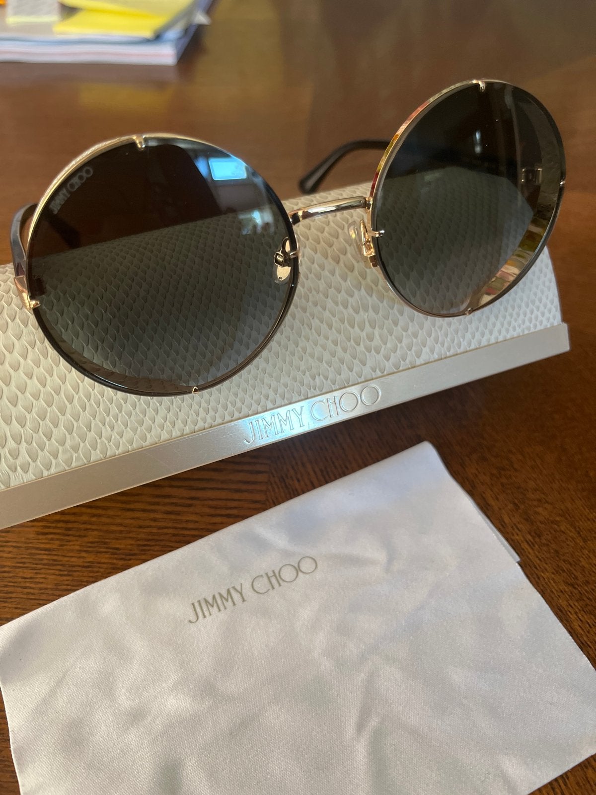 Jimmy Choo Zonnebril met Glitterdetails, Overige merken, Zonnebril, Verzenden, Zwart