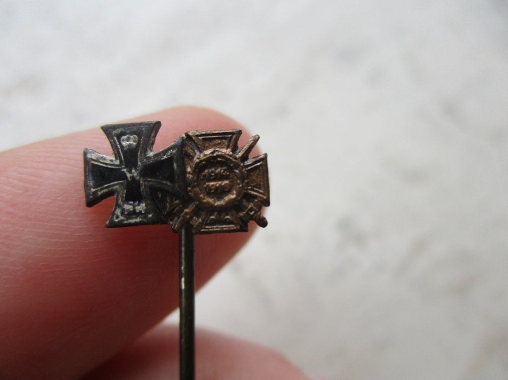 Miniatuurpin EK+Hindenburgkruis (WW1), Ophalen of Verzenden, Landmacht, Duitsland, Lintje, Medaille of Wings