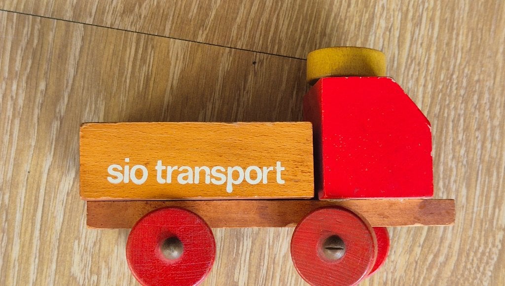 Antieke houten speelgoedauto, SIO Transport, jaren 60, Ophalen of Verzenden