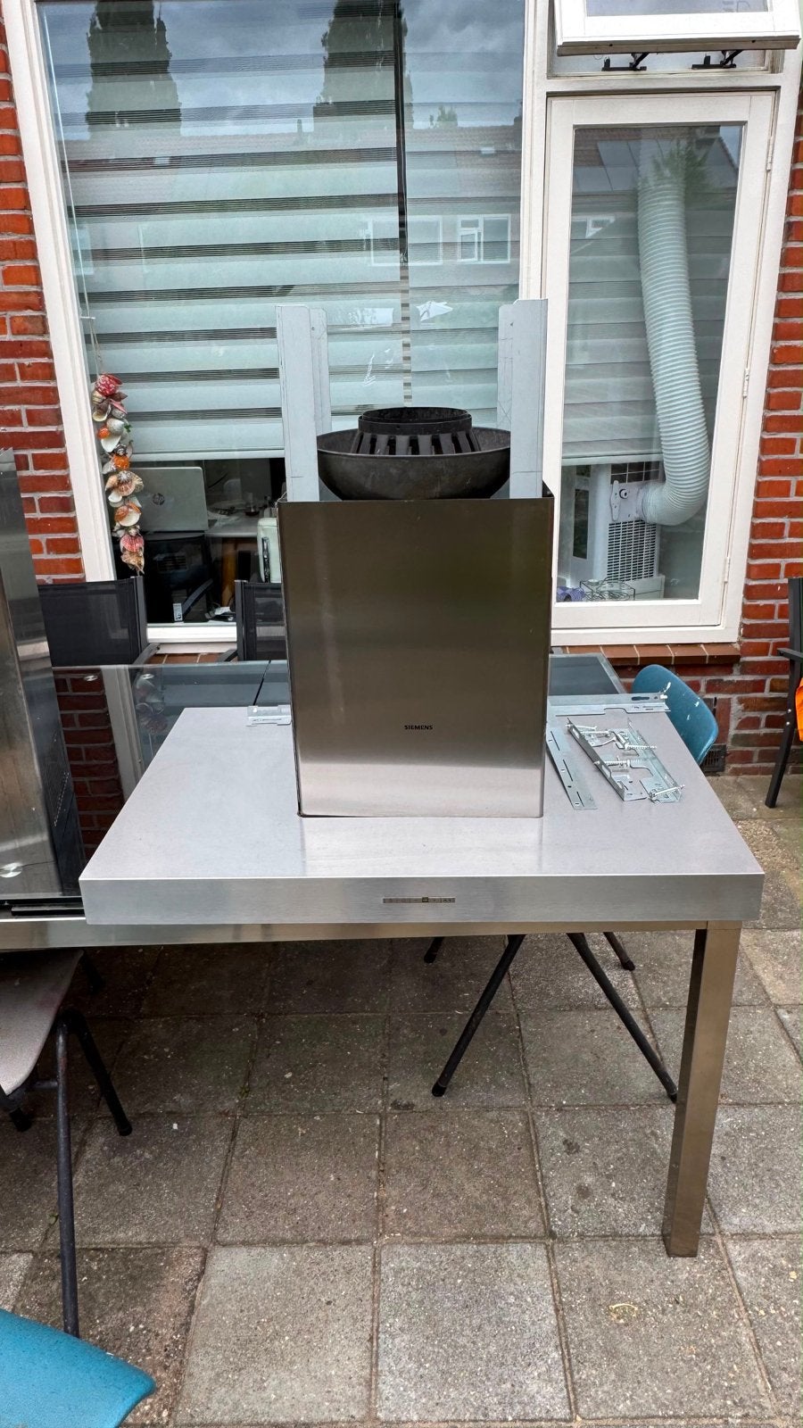 Siemens afzuigkap - RVS - Zo goed als nieuw, Witgoed en Apparatuur, Ophalen, Zo goed als nieuw, 400 tot 600 m³ per uur, Eilandschouwkap