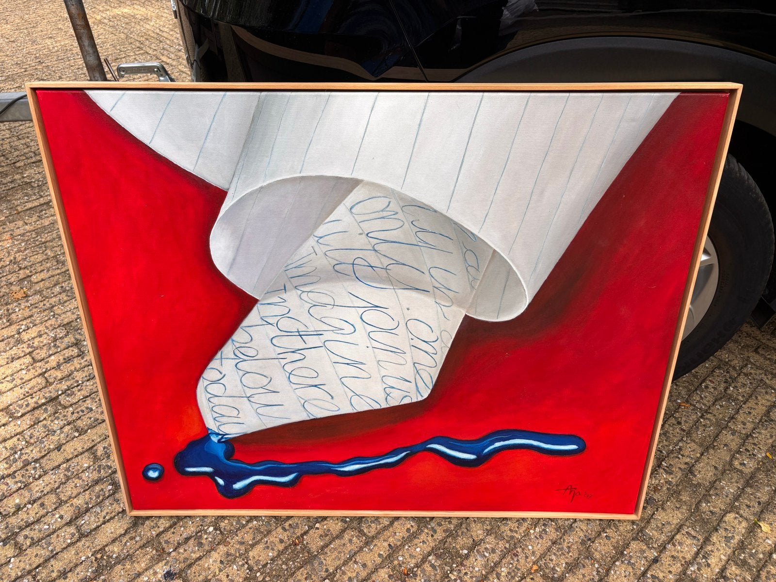 Anja van Schijndel - Waarvan akte (2006), Ophalen, Overig onderwerp, Textiel, Gesigneerd