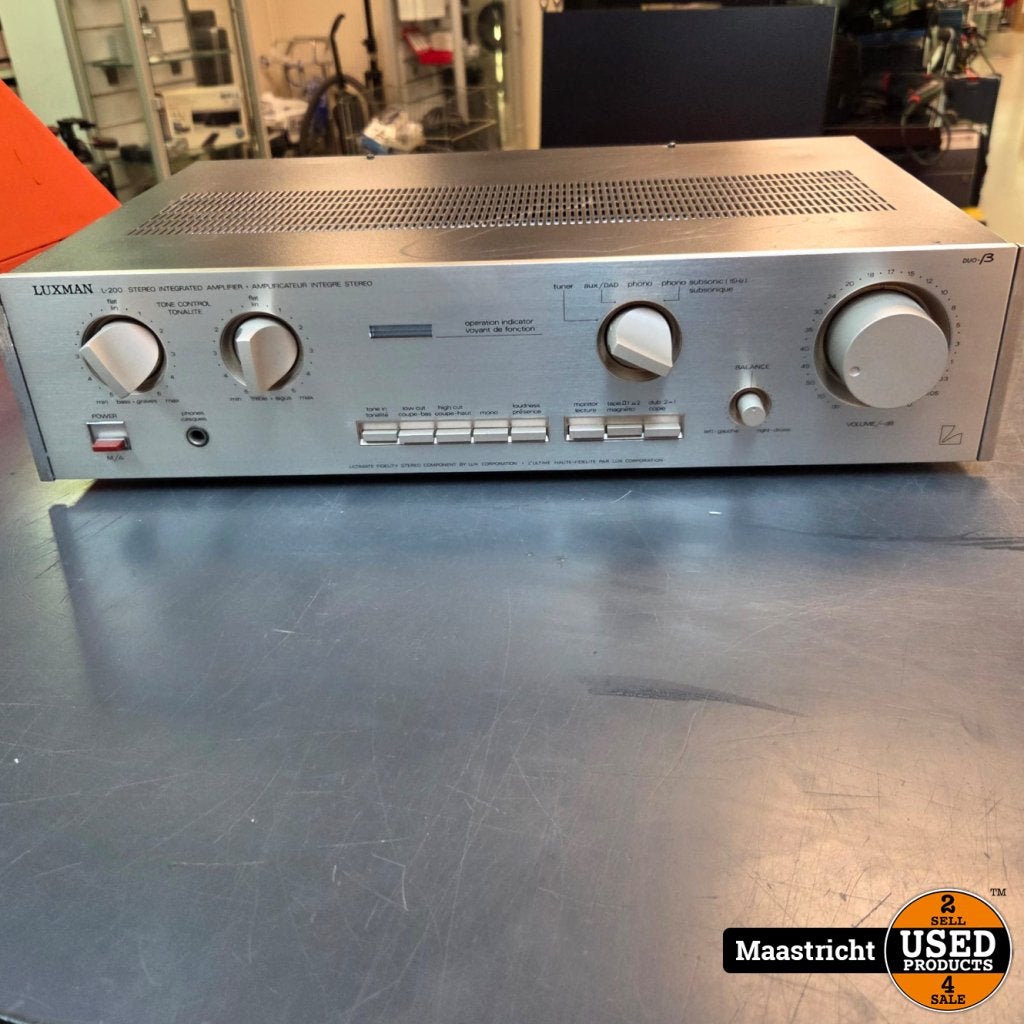 LUXMAN L-200 TOPklasse stereo versterker in prima staat, Luxman, Gebruikt, Support@luxman.com, Luxman Corporation
1-3-1 Shinyokohama, Kohoku-ku
Yokohama-shi, Kanagawa 222-0033
Japan
