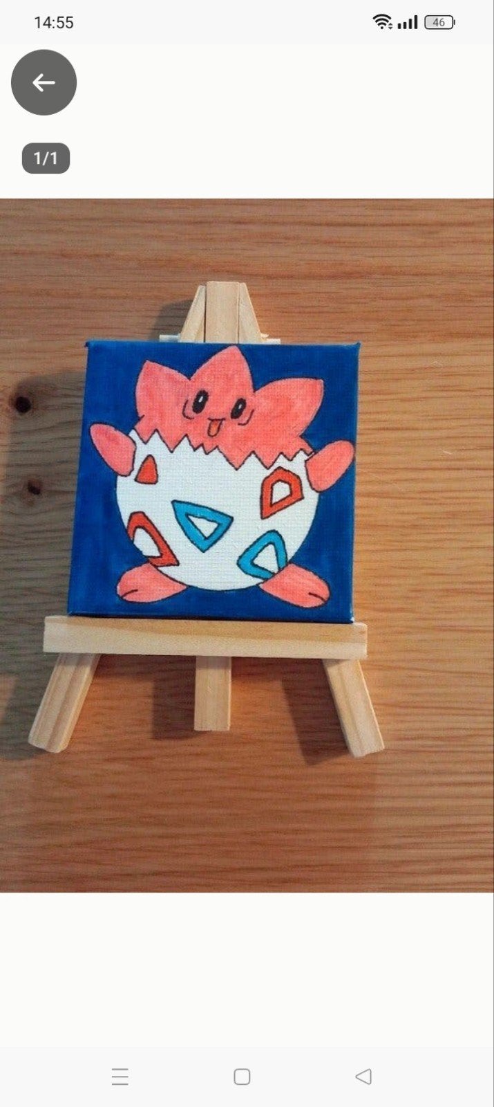 Handgeschilderd Togepi schilderij op mini-ezel, Ophalen of Verzenden