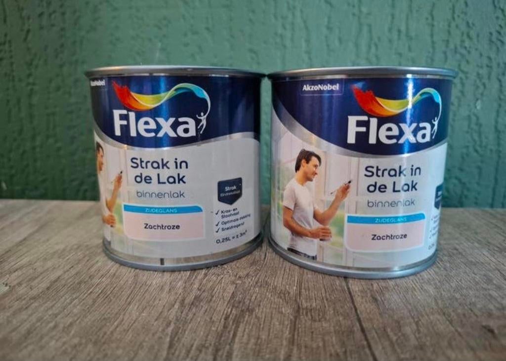 2x Flexa Strak in de Lak Zachtroze 250ml, Doe-het-zelf en Verbouw, Verf, Beits en Lak, Ophalen, Nieuw, Lak