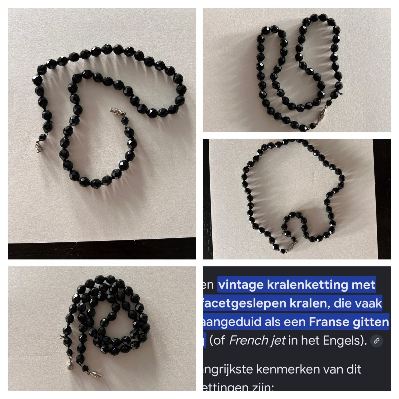 Vintage Zwart Facetgeslepen Kralenketting - French Jet, Sieraden, Tassen en Uiterlijk, Ophalen of Verzenden, Gebruikt, Zwart, Overige materialen