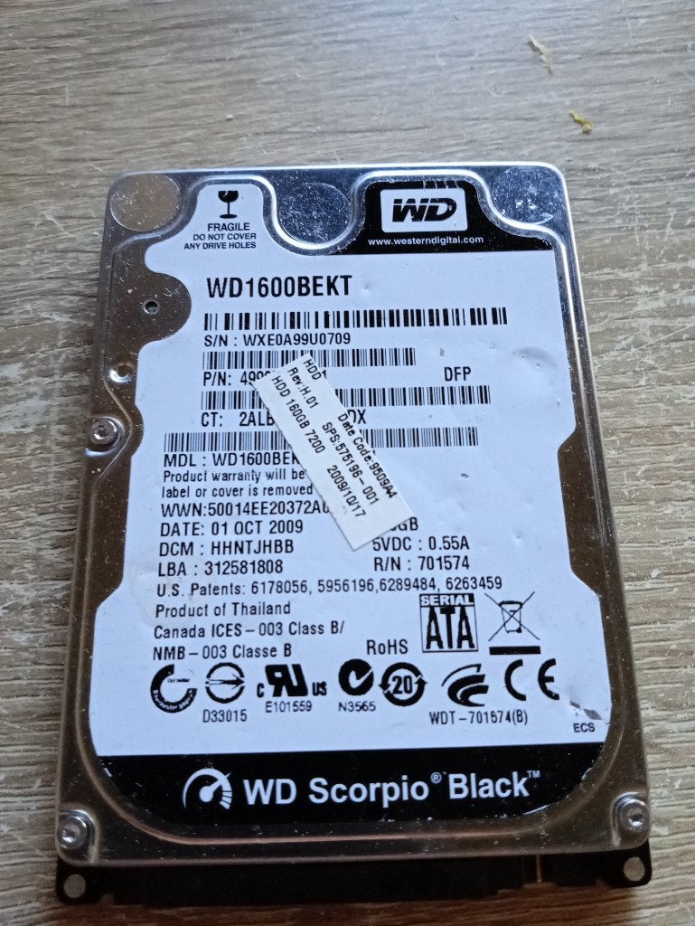 WD Scorpio Black, Computers en Software, Intern, Zo goed als nieuw, Laptop, SATA