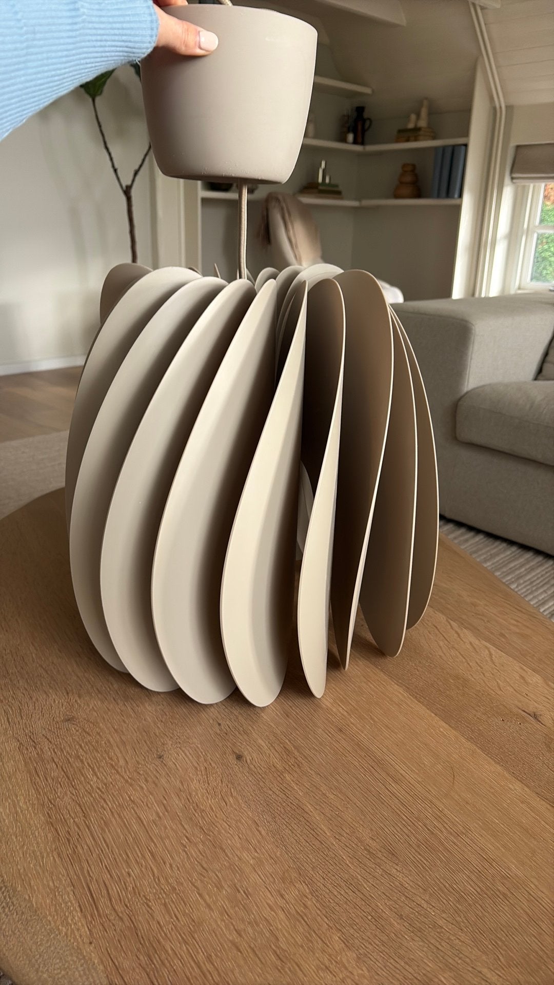 IKEA SKYMNINGEN hanglamp beige, Ophalen of Verzenden, Zo goed als nieuw, Kunststof, Japandi, Ikea