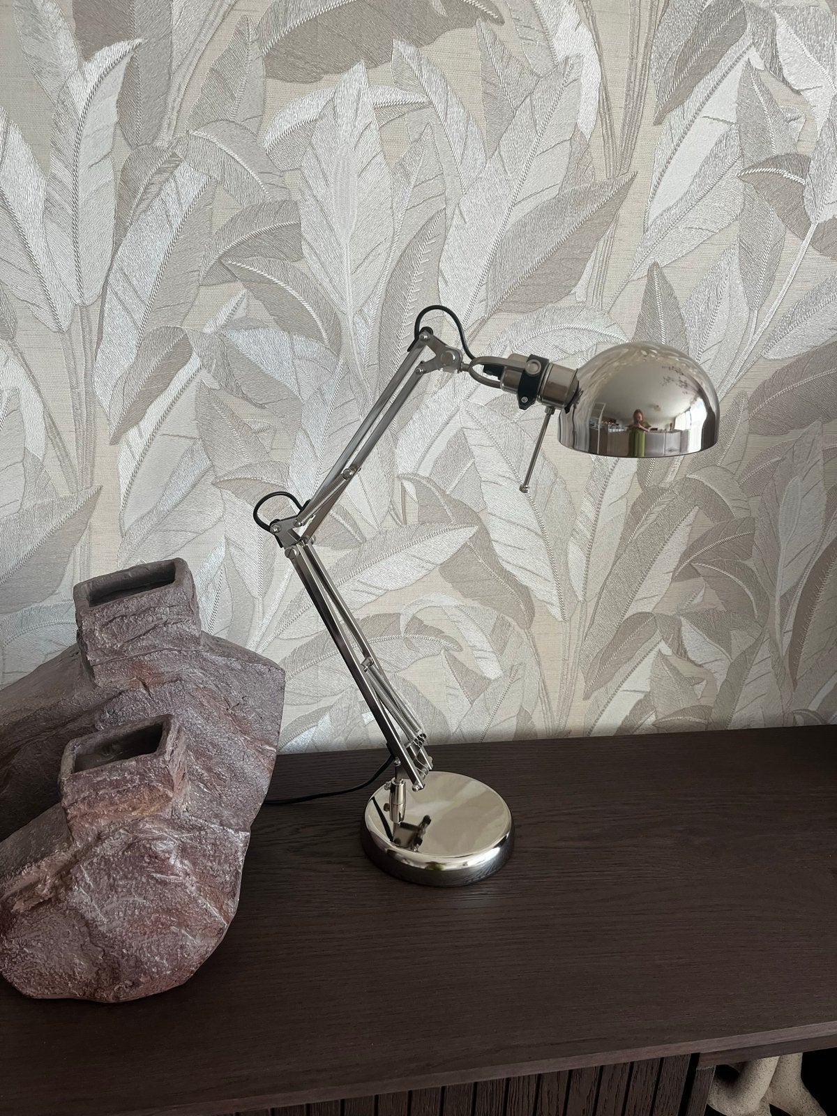 Verstelbare bureaulamp - Chroom, Huis en Inrichting, Zo goed als nieuw, Metaal, Modern, Zilver