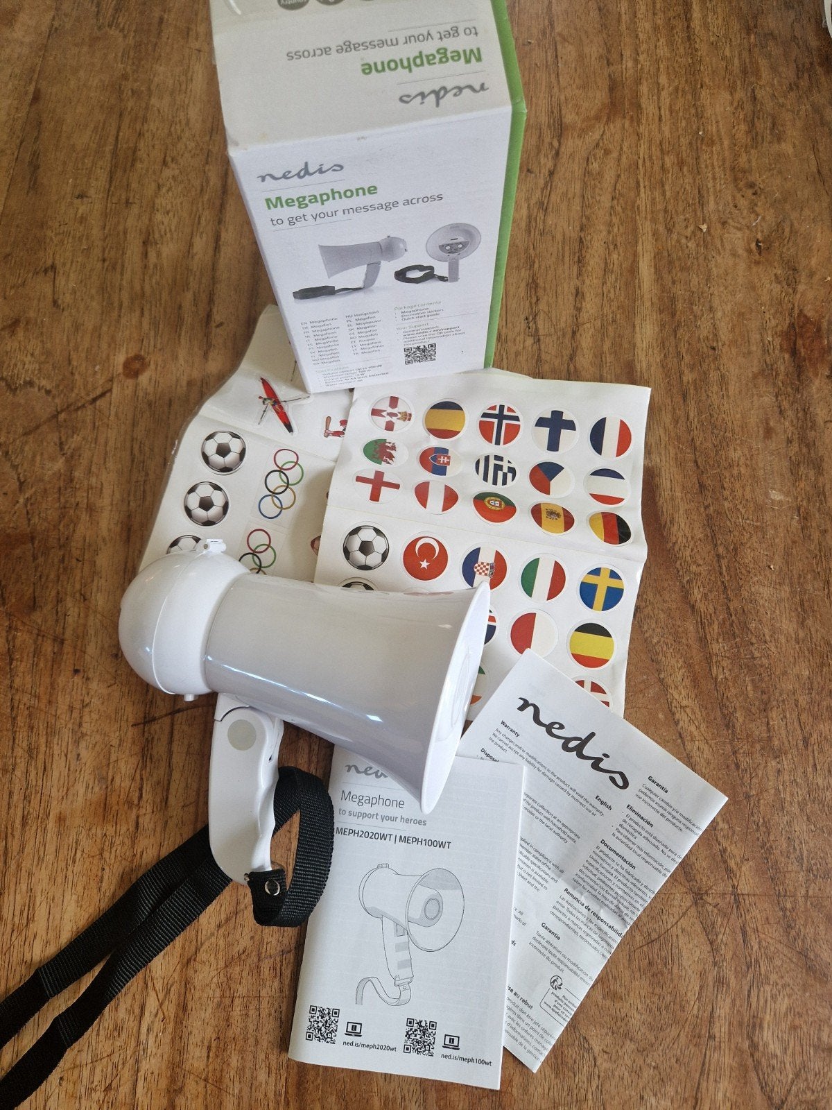 Nedis Megaphone 15W 100m - Nieuw in doos, Ophalen of Verzenden, Nieuw