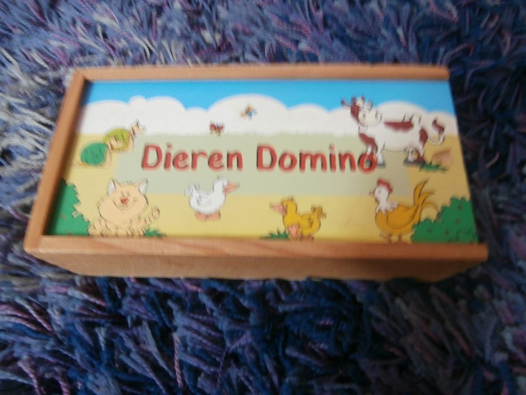 Spel hout Domino Dierendomino gezelschapsspel boerderij, Ophalen of Verzenden, Gebruikt