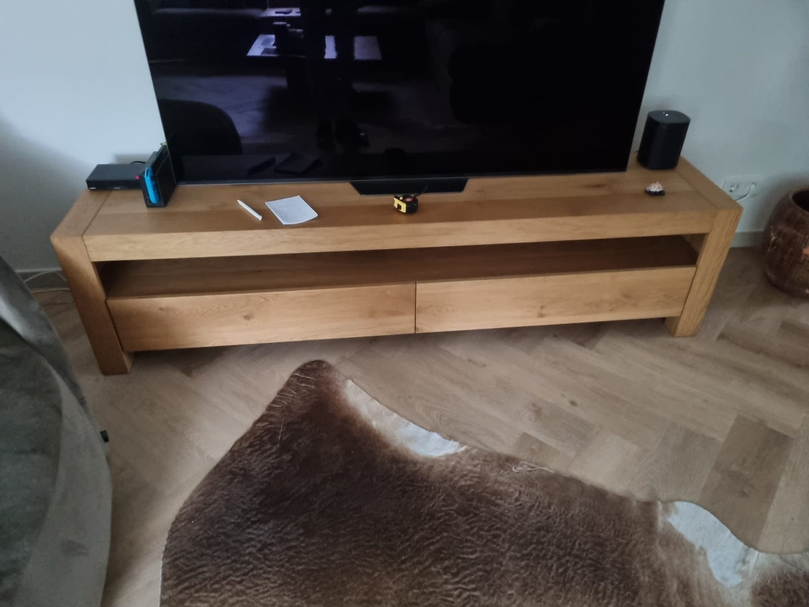 Tv dressoir eikenhout, Huis en Inrichting, Ophalen, 150 tot 200 cm, Eikenhout, Zo goed als nieuw