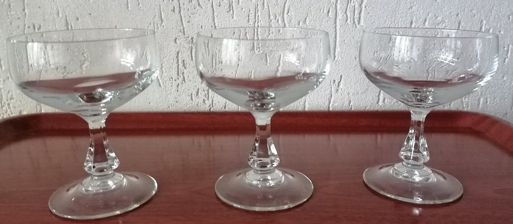Kristal  cocktail- / ijscoupe glazen, 3 stuks € 12,00, Ophalen of Verzenden