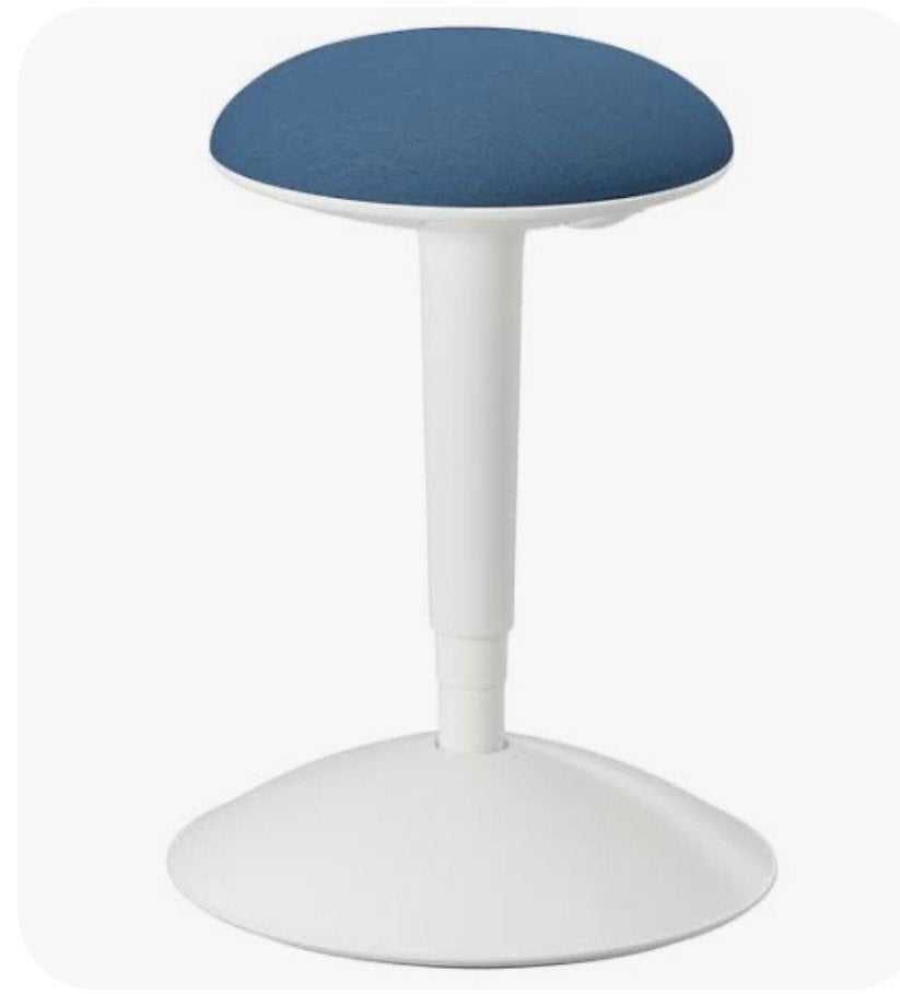 IKEA Nilserik kruk, wit, blauwe zitting, Ophalen, Zo goed als nieuw