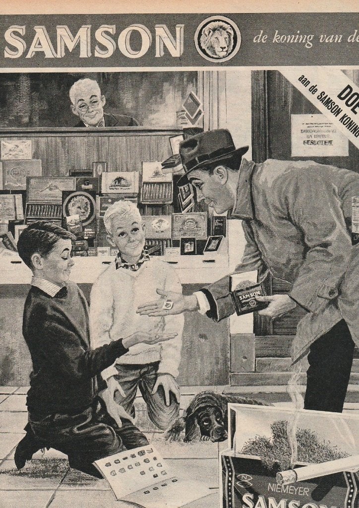 Retro reclame 1962 Samson shag jongetjes voetbal plaatjes, Verzamelen, Verzenden, Overige typen