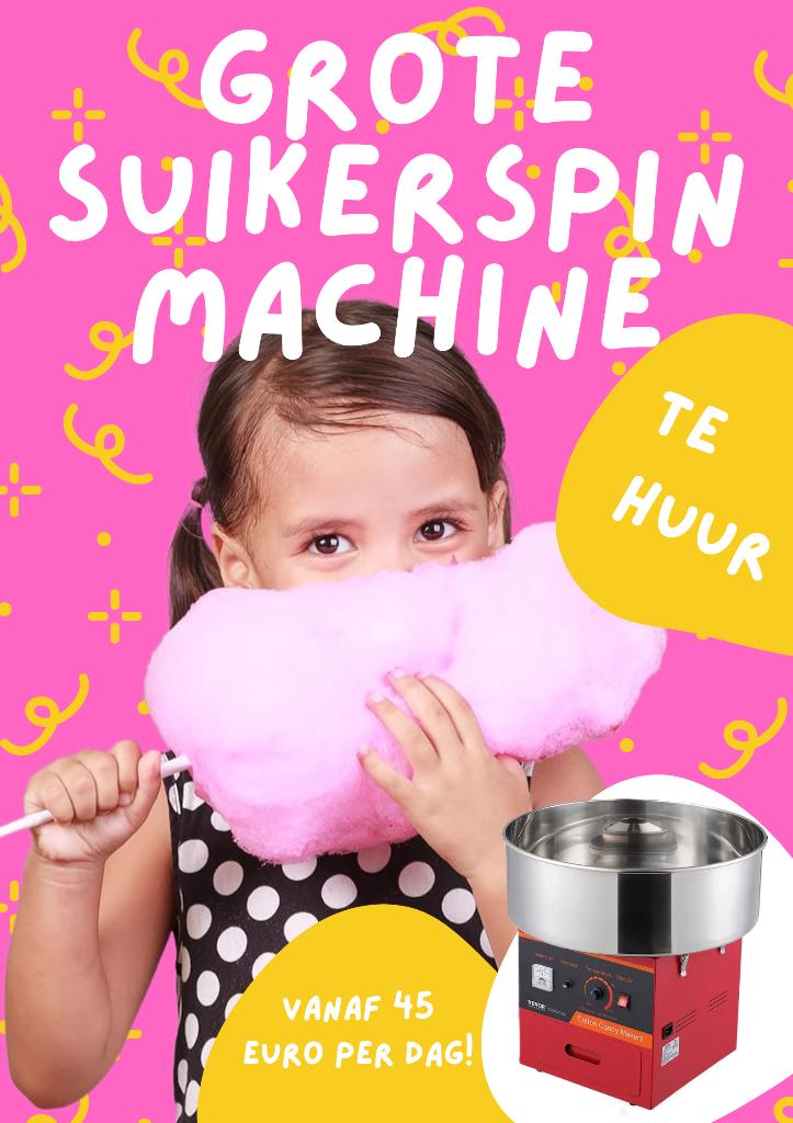 TE HUUR: Horeca Suikerspinmachine + suiker en stokjes, Ophalen, Nieuw, Verjaardag