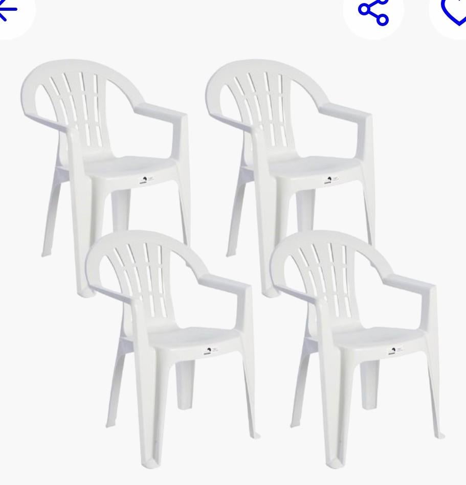 Stapelbare witte tuinstoelen 4 stuks, Tuin en Terras, Ophalen of Verzenden, Zo goed als nieuw, Kunststof