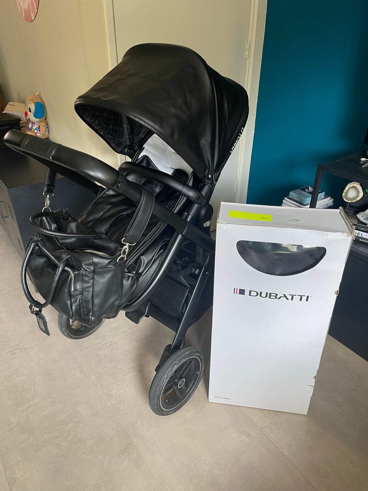 Dubatti kinderwagen leer ( niet warm) limited edition zwart, Gebruikt, Combiwagen, Met reiswieg, Ophalen