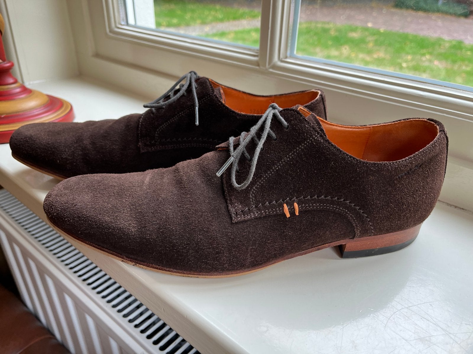 Van Lier bruine suede veterschoen voor heren  maat 41 / 7,5, Bruin, Ophalen of Verzenden, Zo goed als nieuw, Veterschoenen
