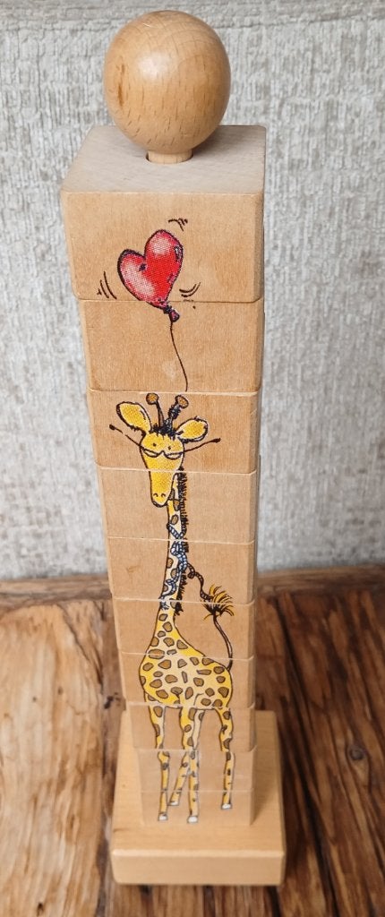Houten Janbibejan stapeltoren  Hoog  38 cm, Ophalen of Verzenden, Zo goed als nieuw, Overige typen